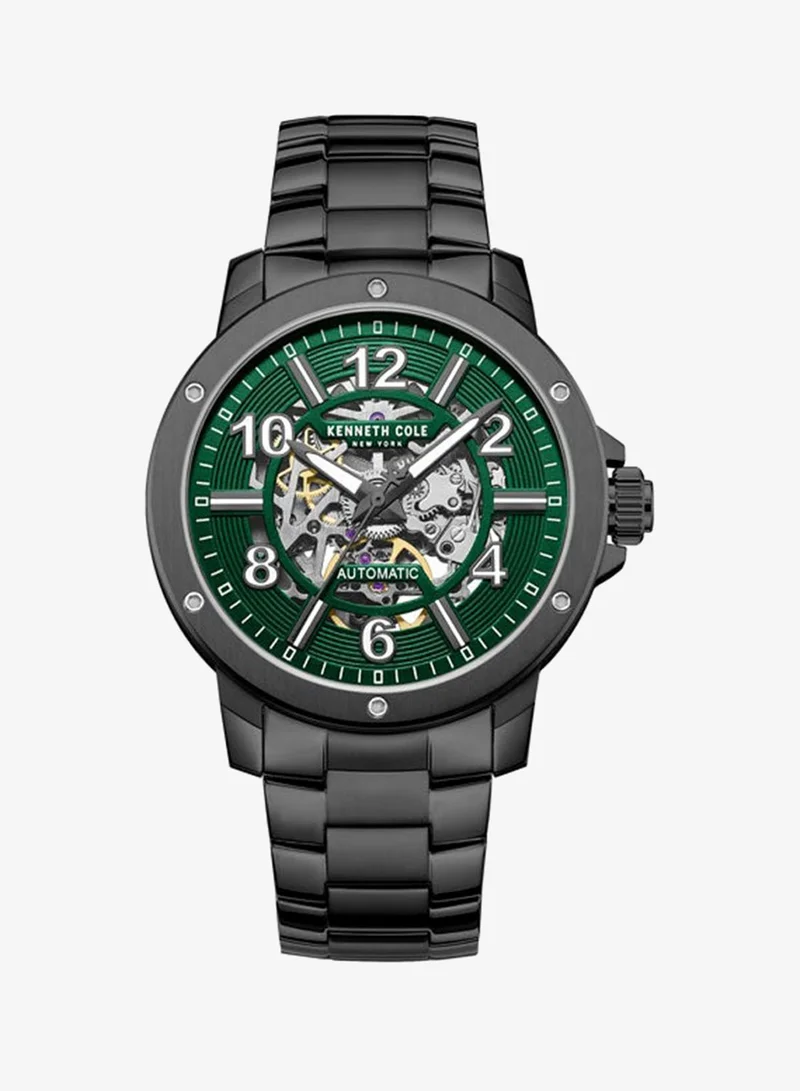 كينيث كول نيو يورك Green Dial Stainless Steel Bracelet Multifunction Watch for Men, 44mm
