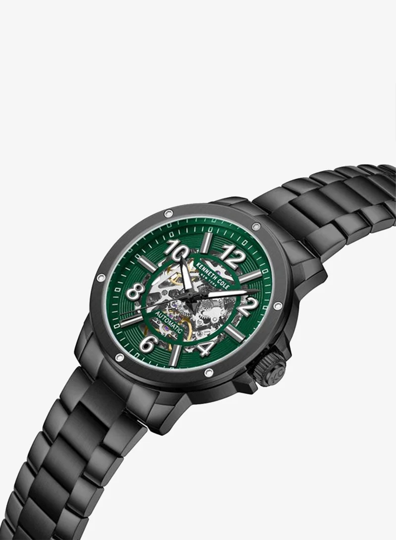 كينيث كول نيو يورك Green Dial Stainless Steel Bracelet Multifunction Watch for Men, 44mm