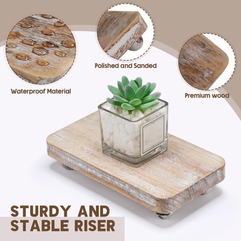 Maitys 3 Pcs Wooden Risers for Display Pedestal Stand Wooden for Decor Farmhouse Vintage Rustic Stackable Kitchen Stand Tray Riser, 3 Sizes(8 x 4.3, 6 x 3.5, 4 x 2.8 In,White) - Image 5
