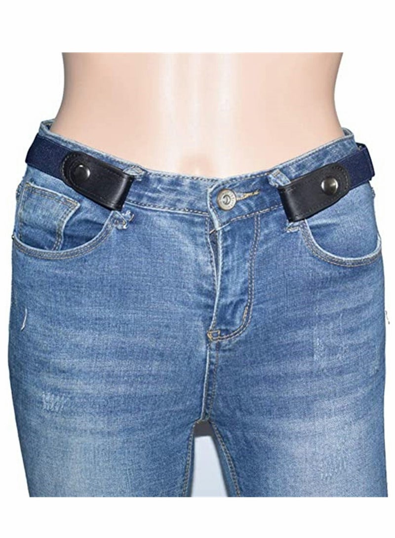 KASTWAVE Belts, No Buckle Stretch Belt Adjustable Invisible Belt Elastic Belt No Bulge No Hassle Buckle-free Pant Belt, for Jeans Dresses Women Or Men 2pcs (blue + khaki) - Image 2