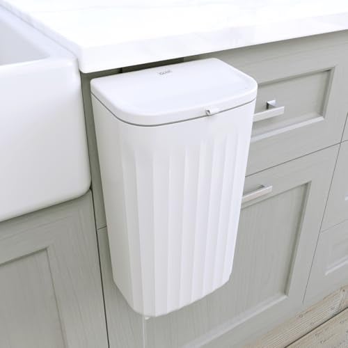 Glad Roomate Under Counter Waste Bin Space Saving Small Trash Can for Kitchen Cabinet Bathroom or Office Dual Lid for Ease of Opening 12 Liter White - Image 1