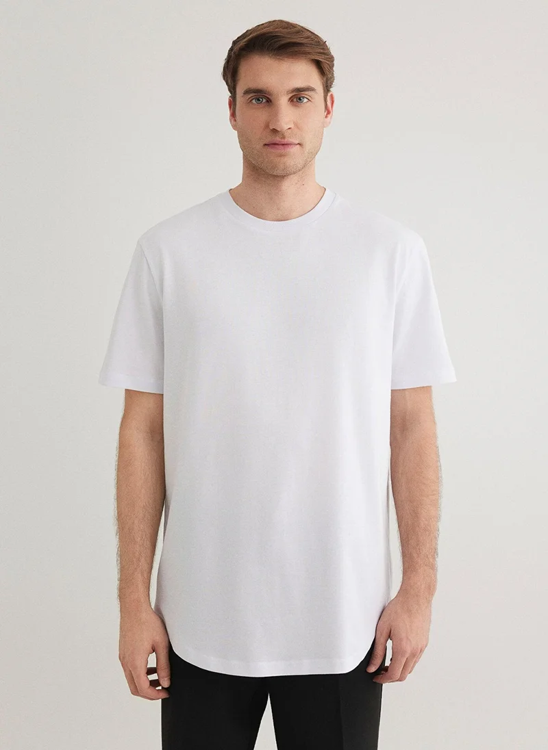 مافي Crew Neck White Basic T-Shirt