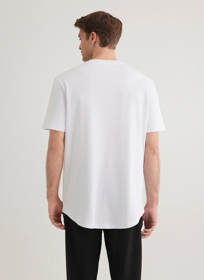 مافي Crew Neck White Basic T-Shirt