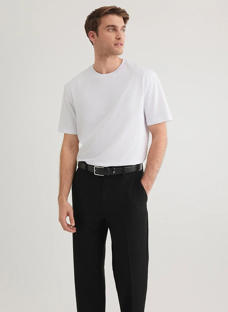 مافي Crew Neck White Basic T-Shirt