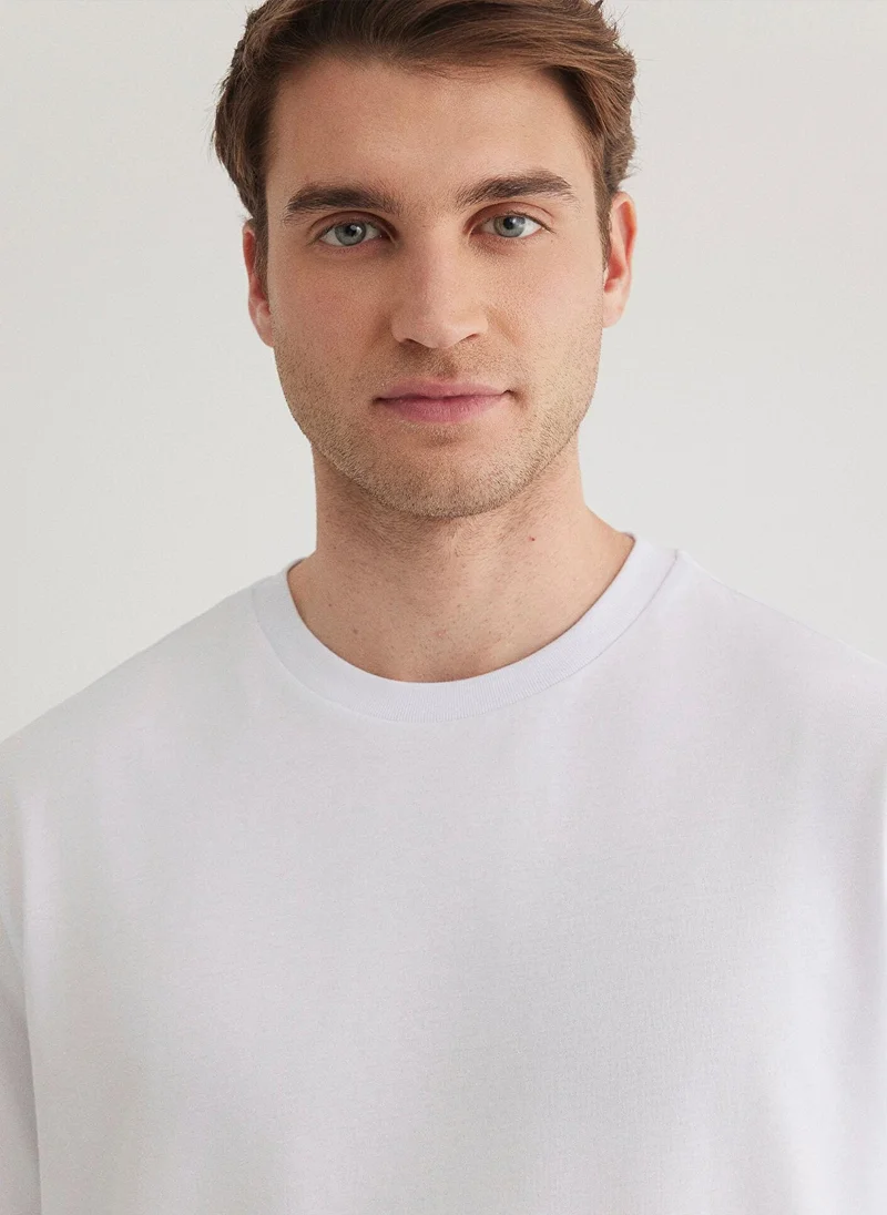 مافي Crew Neck White Basic T-Shirt