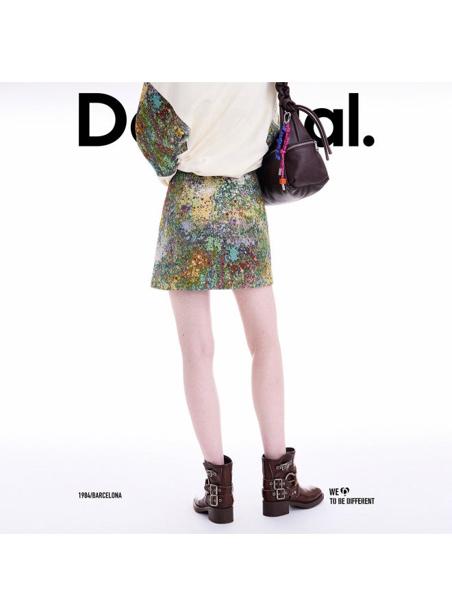 DESIGUAL A-Line Brocade Jacquard Short Skirt, New Arrival For Autumn/Winter 2025 - Image 5