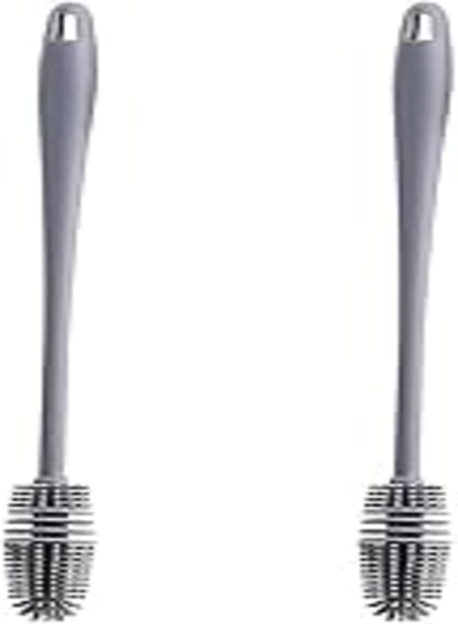 KBS Bottle Cleaning Brush Silicone Long Handle for Water Bottle Narrow Neck Containers Vase and Glass Sports Bottle Cleaner for Home and Kitchen Accessories Item Products (Pack of 2-BRUSH-31-CM)