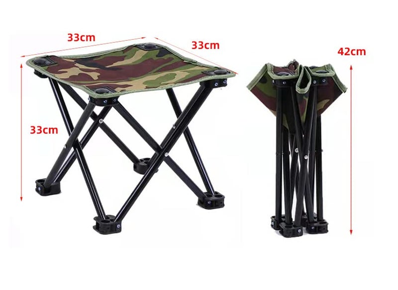 Qesonoo Mini Portable Folding Stool  Camping Fishing Stool For Adults Fishing Hiking Gardening And Beach With Carry Bag  Hold Up To 450Lbs(Camouflage) (13"" L X 13"" W X 13"" H) - Image 2