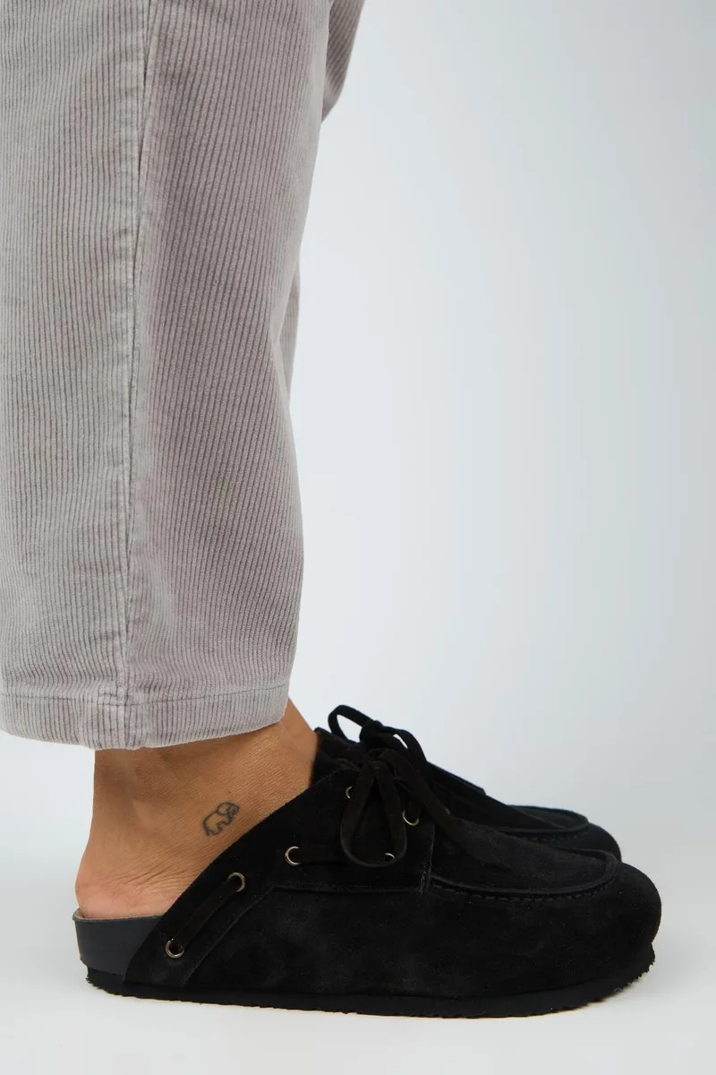 Manijero Manijero Karis Women's Genuine Leather Lace-up Clogs Black