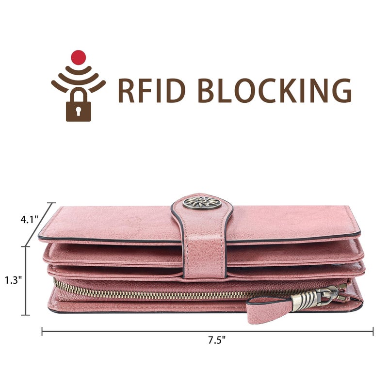 Travelambo Women's Wallet RFID Blocking Wristlet Clutch Purse with Large Capacity & Removable Strap - Image 4