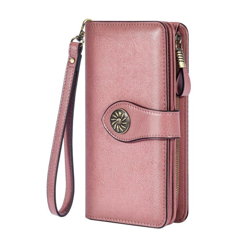 Travelambo Women's Wallet RFID Blocking Wristlet Clutch Purse with Large Capacity & Removable Strap - Image 1