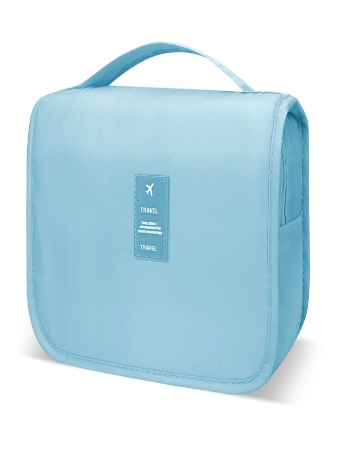Lcsmaokin Large Capacity Toiletry Bag Travel Bag with Hanging Hook for Men and Women Waterproof Travel Cosmetic Bag Bathroom Storage Bag for Brushes Set, Full-Sized Shampoo,Accessories(Baby Blue) - Image 1