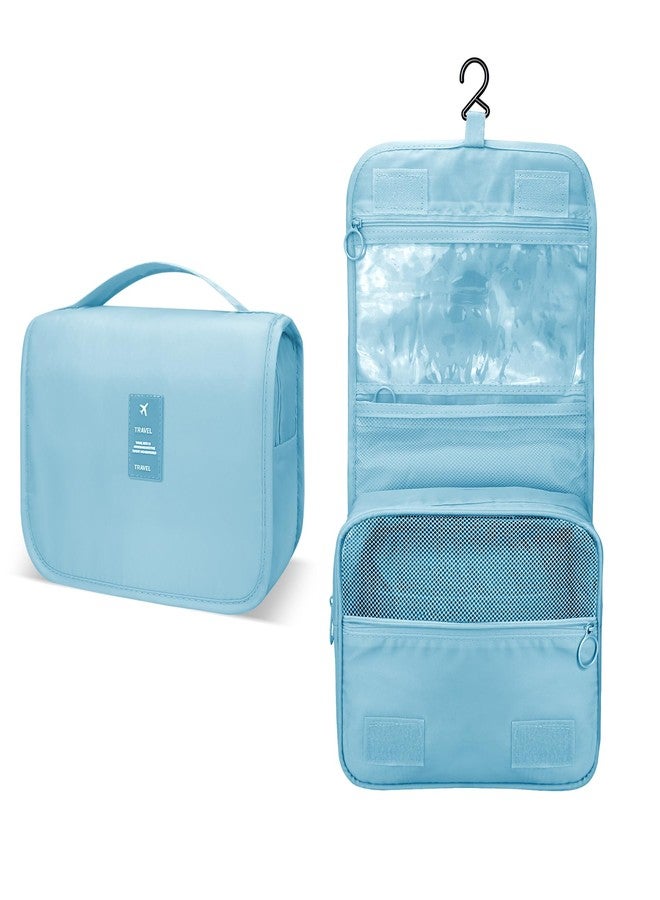 Lcsmaokin Large Capacity Toiletry Bag Travel Bag with Hanging Hook for Men and Women Waterproof Travel Cosmetic Bag Bathroom Storage Bag for Brushes Set, Full-Sized Shampoo,Accessories(Baby Blue) - Image 2