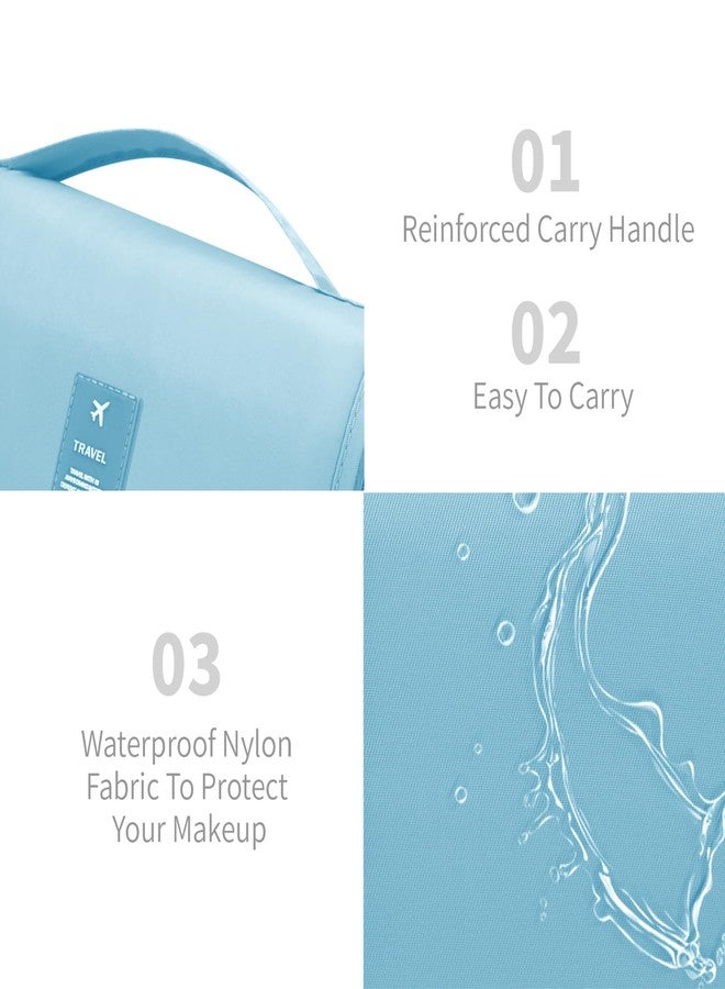 Lcsmaokin Large Capacity Toiletry Bag Travel Bag with Hanging Hook for Men and Women Waterproof Travel Cosmetic Bag Bathroom Storage Bag for Brushes Set, Full-Sized Shampoo,Accessories(Baby Blue) - Image 4