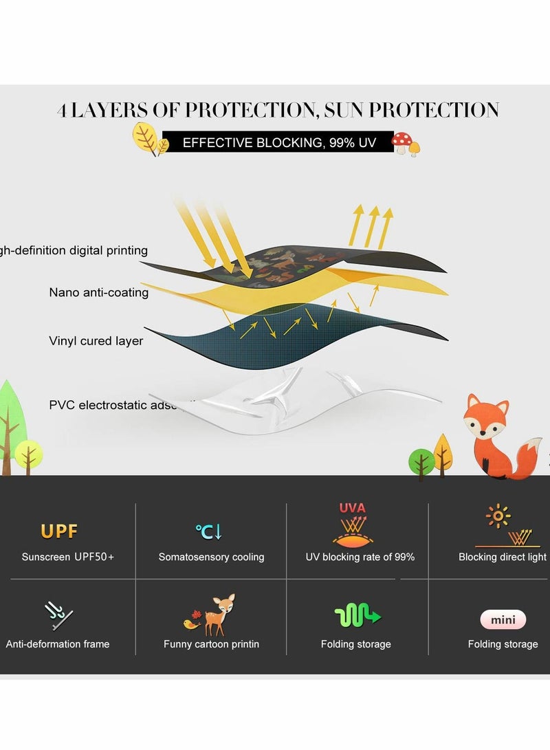 SYOSI Car Side Window Sun Shade for Baby Kid, 2 Pcs UV Block Sunlight Protection, Cartoon Giraffefor Window Shield - Image 2