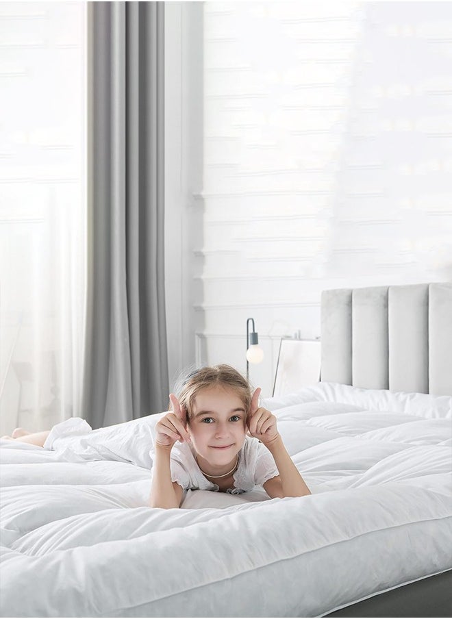 Arabest Mattress Topper Comfort Extra Thick Mattress Topper with Piping and Highly Elastic Bands 1100 GSM Soft and Firm Microfiber Cooling Mattress Pad Cover for Back Pain Size 120x200cm  - Image 3