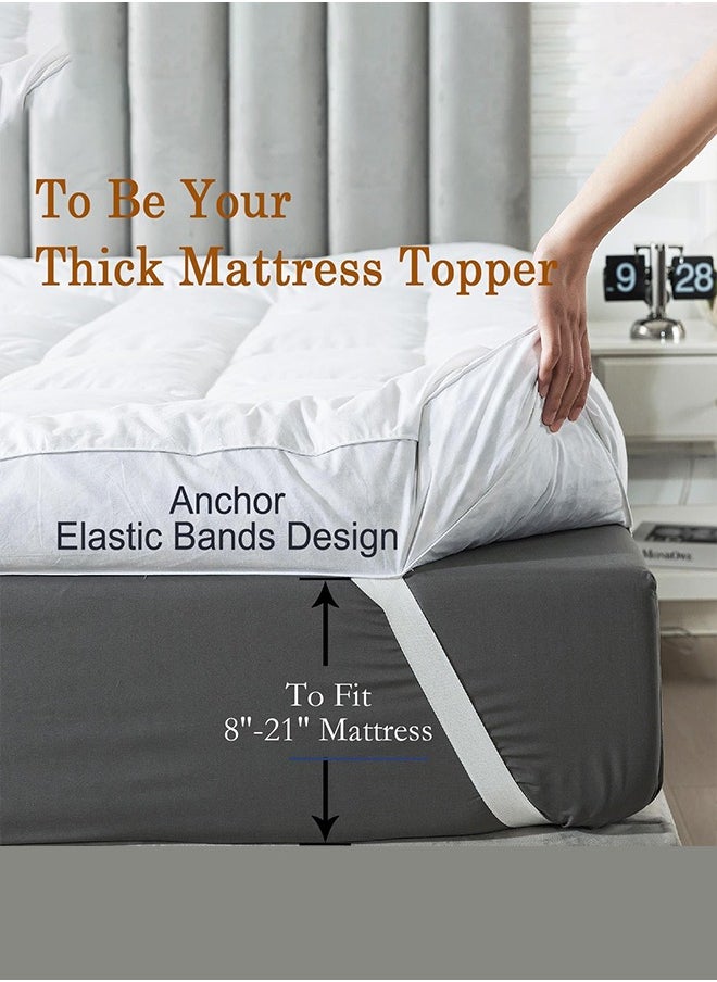Arabest Mattress Topper Comfort Extra Thick Mattress Topper with Piping and Highly Elastic Bands 1100 GSM Soft and Firm Microfiber Cooling Mattress Pad Cover for Back Pain Size 120x200cm  - Image 5