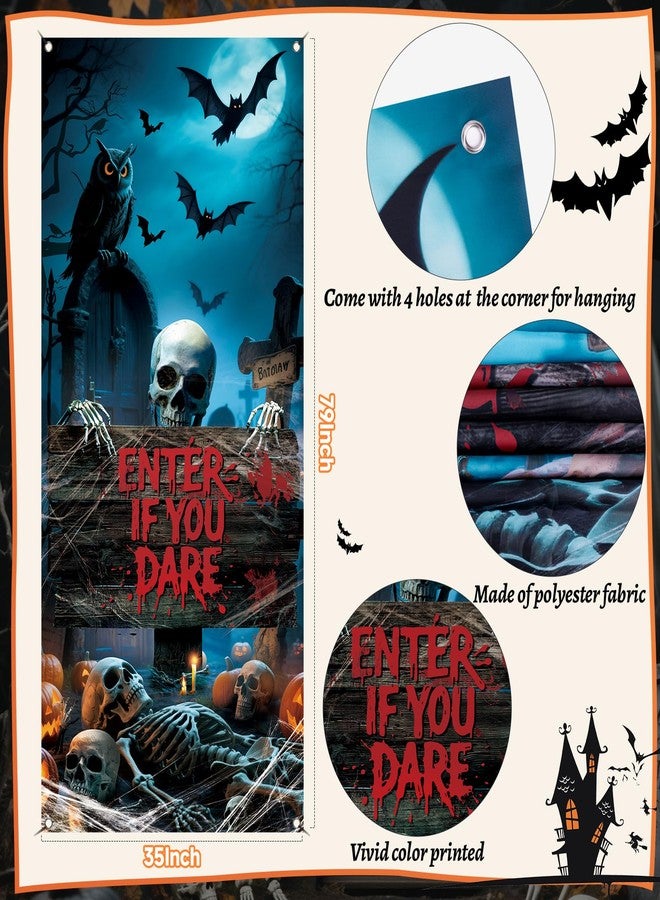 REDWORD Halloween Door Cover, 79 * 35inch Scary Graveyard Halloween Door Decorations Horrie Graveyard Doors Sign Banner for Halloweens Haunted House Pops Indoor Outdoor Window Wall Party Decor - Image 2