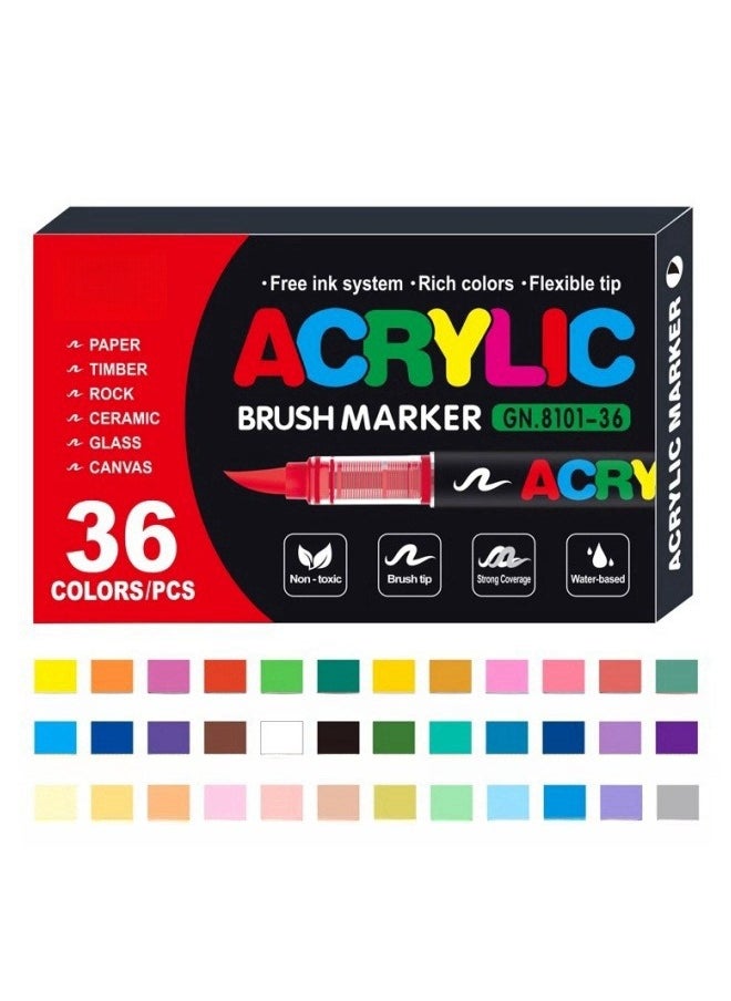 GuangNa 36-Piece Paint Marker Set for Art Supplies, School Supplies, Rock Art, Fabric Paint, Fabric Markers, Paint Pen, Art Markers  - Image 1