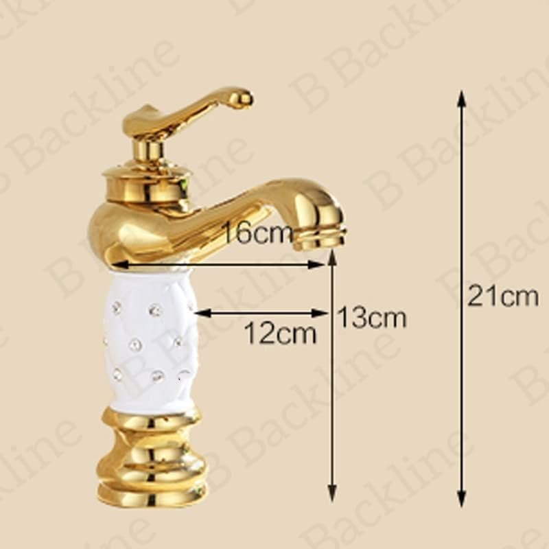 B Backline Single Lever Basin Mixer Tap | Faucet Hot & Cold Bathroom Basin Tap Pillar tap for Basin | Tap for Bathroom & Livingroom (Gold White 2) - Image 5