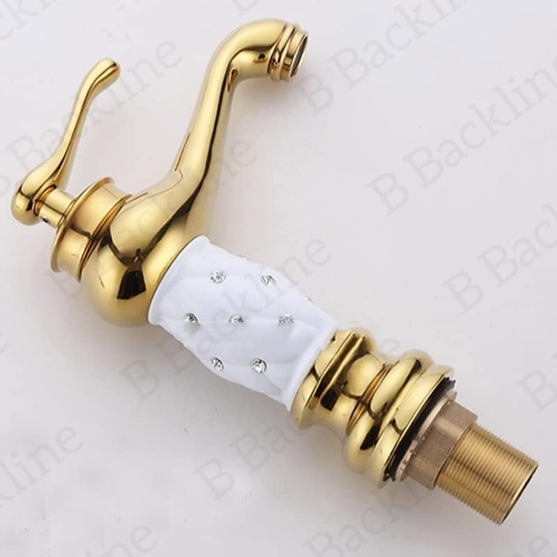 B Backline Single Lever Basin Mixer Tap | Faucet Hot & Cold Bathroom Basin Tap Pillar tap for Basin | Tap for Bathroom & Livingroom (Gold White 2) - Image 3