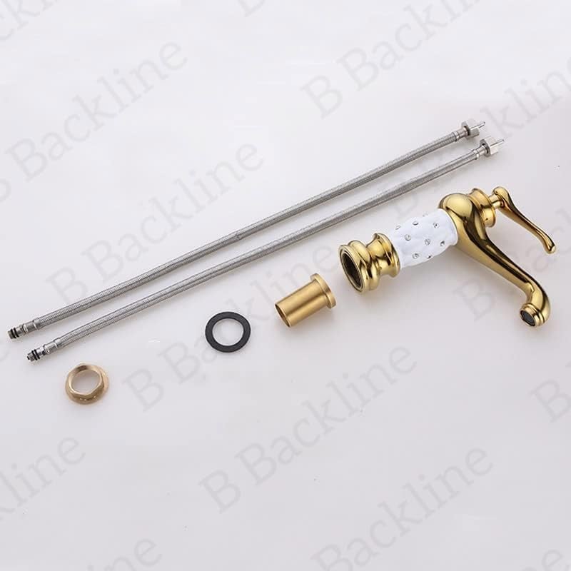 B Backline Single Lever Basin Mixer Tap | Faucet Hot & Cold Bathroom Basin Tap Pillar tap for Basin | Tap for Bathroom & Livingroom (Gold White 2) - Image 4
