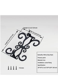 Y&D 1 Pack Hanging Cup Display Stand Champagne Glass Rack Butterfly Stemware Racks Under Cabinet Glasses Holder Shelf Suitable for Kitchen Bar( Black Iron 7.87")  - Image 2
