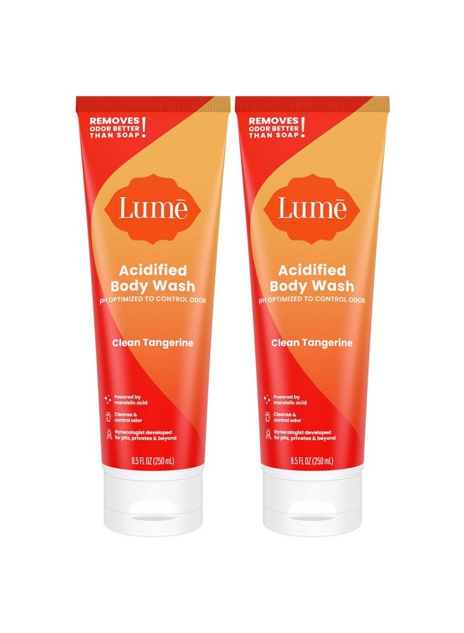 Lume غسول الجسم الحمضي أومي 24 ساعة لمقاومة الروائح إزالة الروائح أفضل من الصابون تركيبة مرطبة خالية من SLS خالية من البارابين آمن للبشرة الحساسة 8.5 أونصة (البرتقال النظيف) عبوة 2 - Image 2