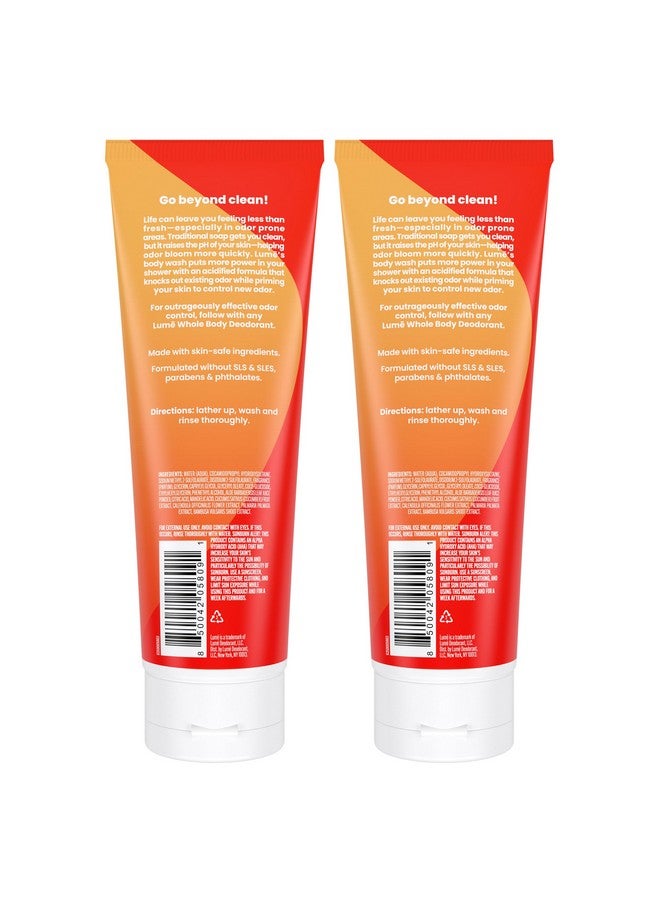 Lume غسول الجسم الحمضي أومي 24 ساعة لمقاومة الروائح إزالة الروائح أفضل من الصابون تركيبة مرطبة خالية من SLS خالية من البارابين آمن للبشرة الحساسة 8.5 أونصة (البرتقال النظيف) عبوة 2 - Image 3