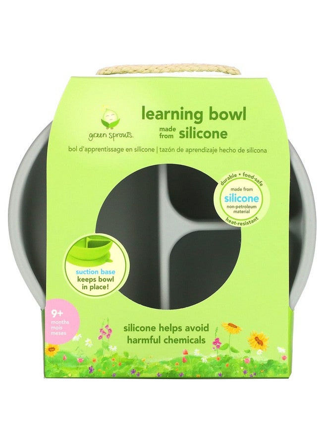 green sprouts Learning Bowl ; Helps Toddler Develop Independent Eating Skills ; Heatresistant Silicone Suction Cup Base With Easyrelease Tab 3 Sections Marked To Measure Portions Dishwasher Safe - Image 2