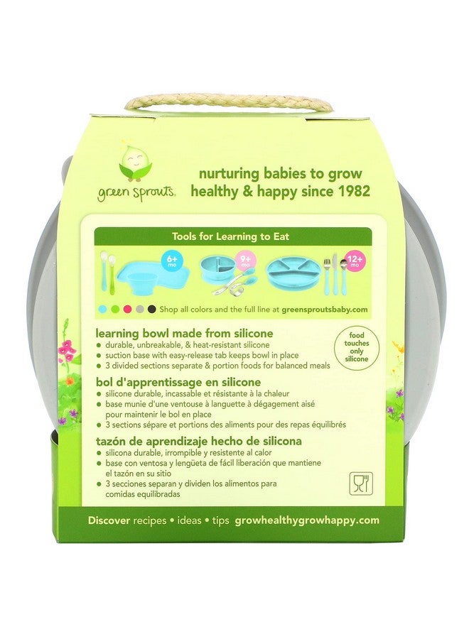 green sprouts Learning Bowl ; Helps Toddler Develop Independent Eating Skills ; Heatresistant Silicone Suction Cup Base With Easyrelease Tab 3 Sections Marked To Measure Portions Dishwasher Safe - Image 3