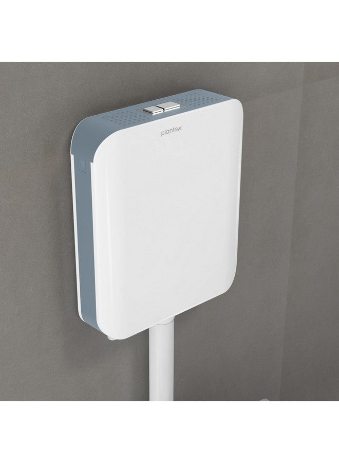 Plantex Flush Tank for Toilet/7 LTR Water Capacity Polypropylene Toilet Flush Tank/Slim/Dual Tone Flush Tank with Internal Accessories - Pack of 1 (Grey & White) - Image 1