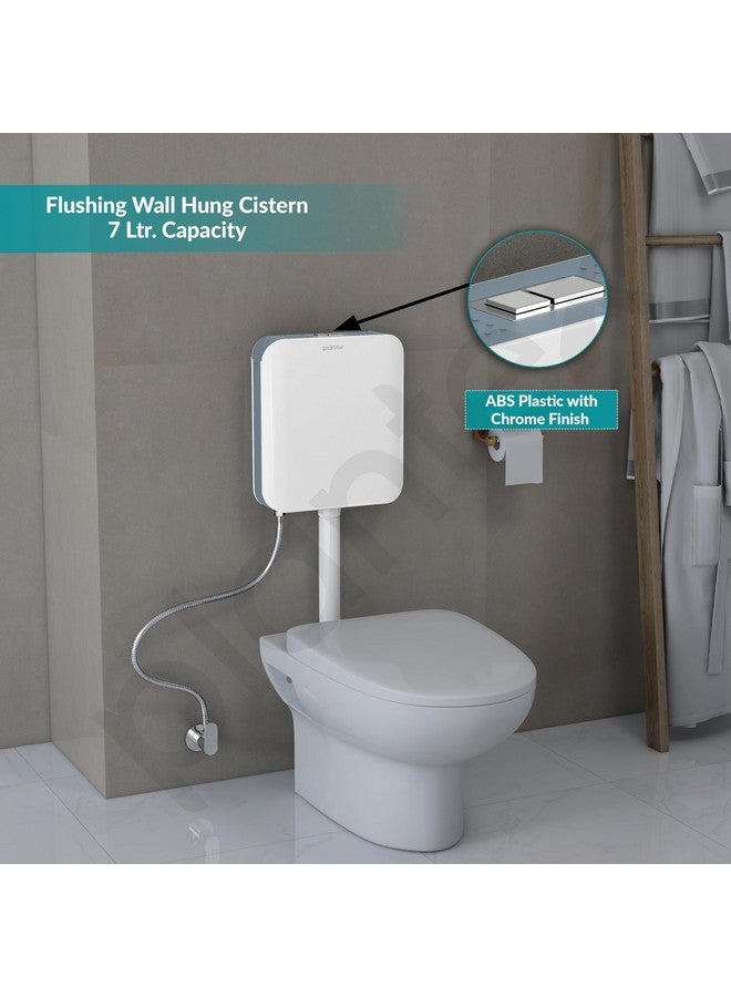 Plantex Flush Tank for Toilet/7 LTR Water Capacity Polypropylene Toilet Flush Tank/Slim/Dual Tone Flush Tank with Internal Accessories - Pack of 1 (Grey & White) - Image 2