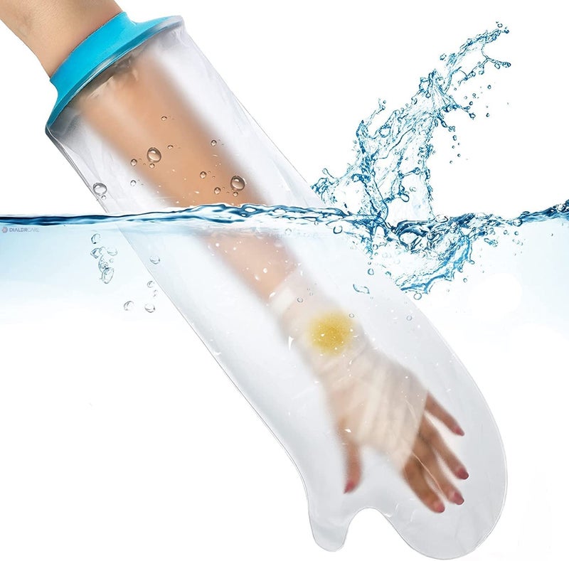 DIALDRCARE غطاء يد مقاوم للماء من النيوبرين للاستحمام والحمام، واقي جبيرة محكم قابل لإعادة الاستخدام، مقاس واحد، كسر - Image 1
