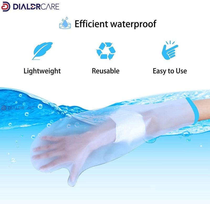 DIALDRCARE غطاء يد مقاوم للماء من النيوبرين للاستحمام والحمام، واقي جبيرة محكم قابل لإعادة الاستخدام، مقاس واحد، كسر - Image 4