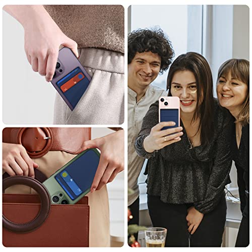 imluckies Magnetic Wallet for iPhone Magsafe, Double Stretchy Fabric Pocket Wallet, Magnet Credit ID Card Wallet Holder for iPhone 17 Pro Max / 17 Pro / 17/16 / 15/14 / 13/12 Series, Blue - Image 2