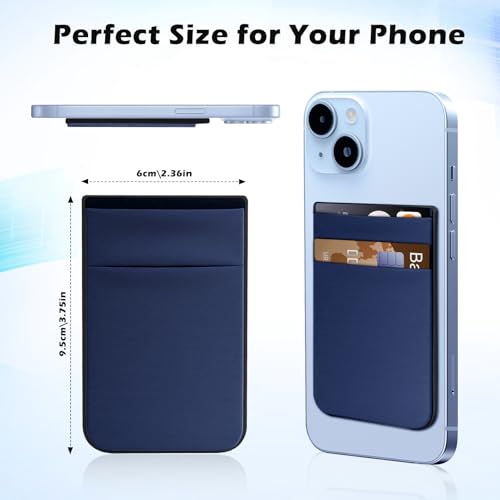 imluckies Magnetic Wallet for iPhone Magsafe, Double Stretchy Fabric Pocket Wallet, Magnet Credit ID Card Wallet Holder for iPhone 17 Pro Max / 17 Pro / 17/16 / 15/14 / 13/12 Series, Blue - Image 5