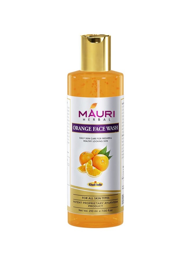 Khadi Mauri Herbal - Orange Face Wash - Anti Acne & Skin Brightening - Herbal & Ayurvedic - 210 Ml - Image 1
