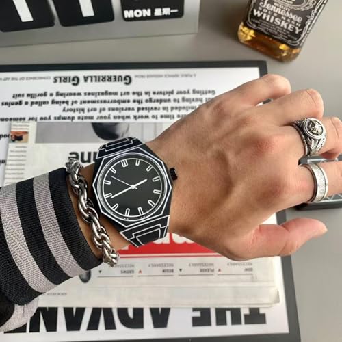 FANMIS Men's Anime-Inspired Fashion Sketch Wristwatch Minimalist Creative Wormhole Design Watch Stylish and Durable Timepiece for Men's Sports Watch (Black) - Image 4