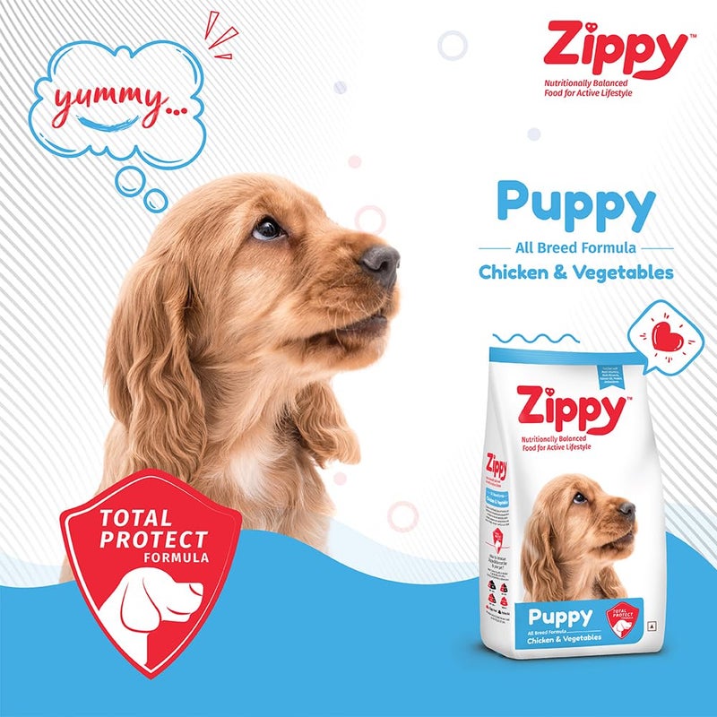 Zippy Puppy Dry Dog Food - 1.2 Kg, Real Chicken & Vegetables, Nutritionally Balanced Dog Food for All Breeds, with Vitamins, Minerals, Probiotics & Salmon Oil - Image 3