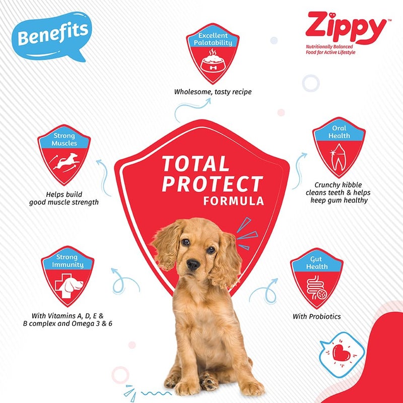 Zippy Puppy Dry Dog Food - 1.2 Kg, Real Chicken & Vegetables, Nutritionally Balanced Dog Food for All Breeds, with Vitamins, Minerals, Probiotics & Salmon Oil - Image 4