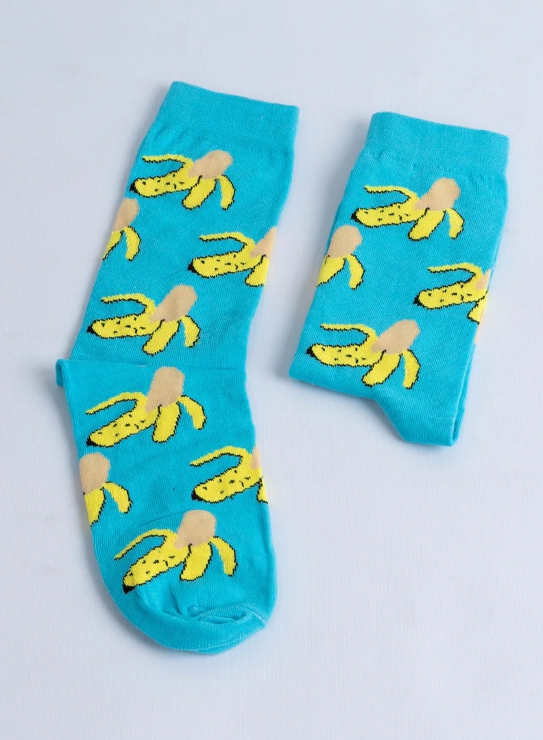 جوارب بنقشة الموز – جوارب ملونة ومريحة بطابع الفواكه للرجال والنساء والأطفال
