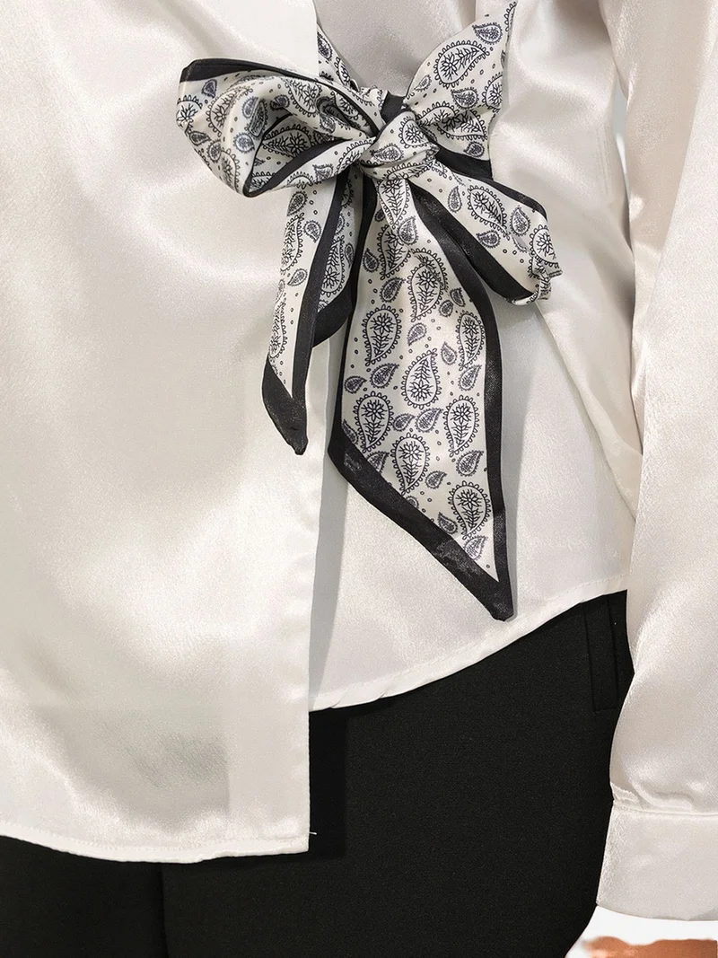Big Dart White BDART Women's Satin Tie-Front Shirt for Women | Best Price UAE