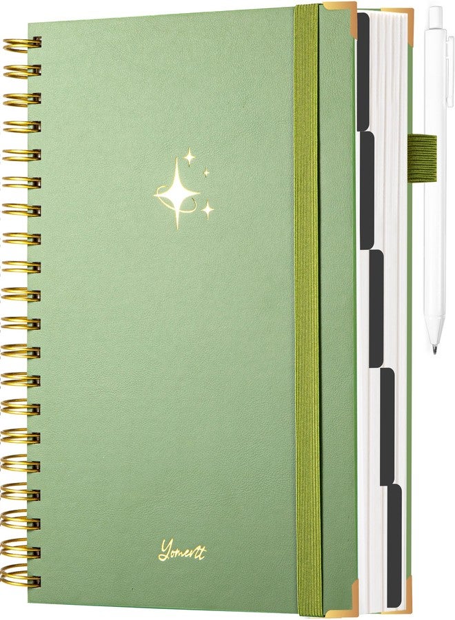 Yoment Leather Spiral Notebook with Tabs 360 Pages Hardcover Spiral Lined Journal for Women Men Writing 8"x10" Large College Ruled Notebook with Dividers 5 Subject Notebooks for Work School - Image 1