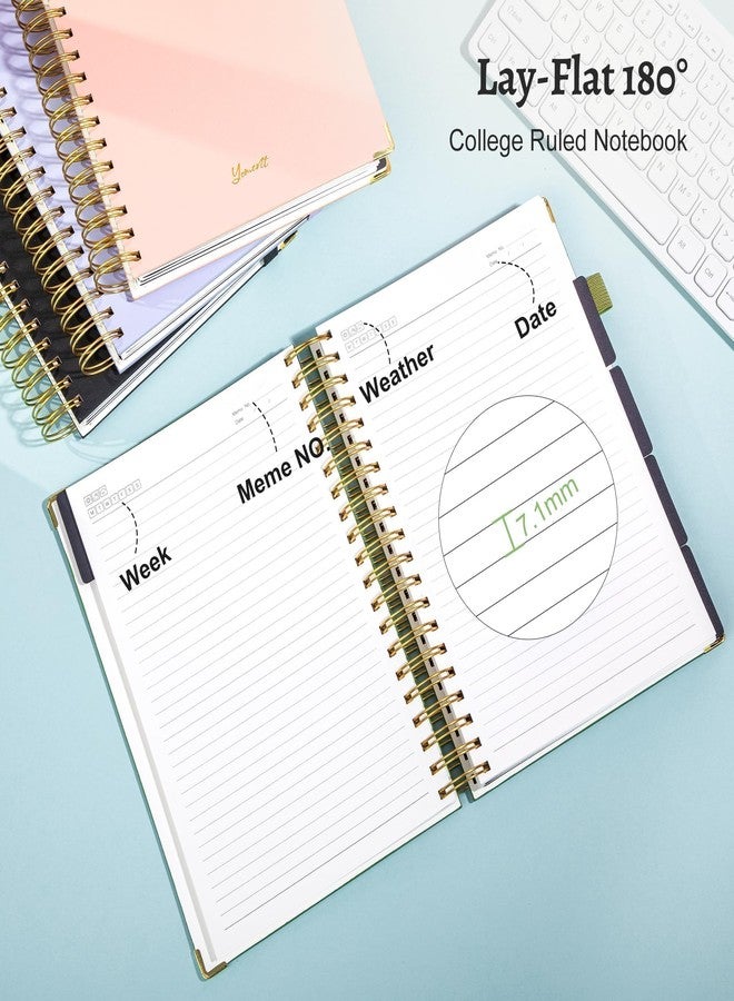 Yoment Leather Spiral Notebook with Tabs 360 Pages Hardcover Spiral Lined Journal for Women Men Writing 8"x10" Large College Ruled Notebook with Dividers 5 Subject Notebooks for Work School - Image 4
