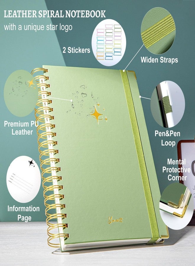 Yoment Leather Spiral Notebook with Tabs 360 Pages Hardcover Spiral Lined Journal for Women Men Writing 8"x10" Large College Ruled Notebook with Dividers 5 Subject Notebooks for Work School - Image 2