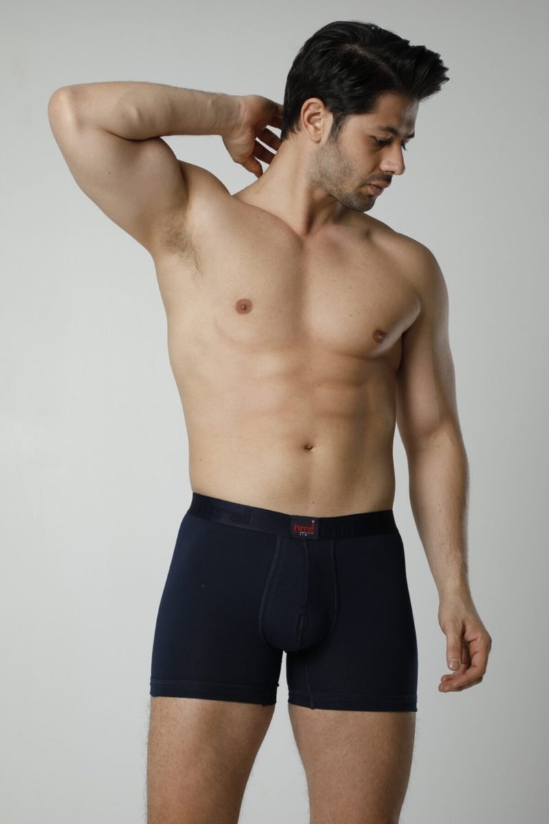 HMD 300 Cotton Lycra Men's Boxer Briefs - Navy Blue  - Image 1
