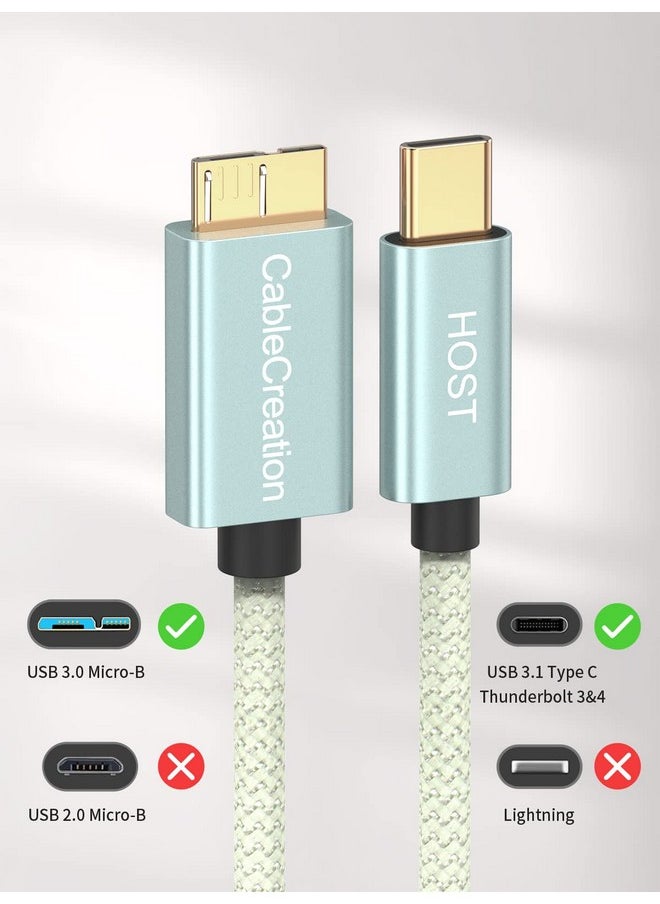 CableCreation - CableCreation Short Micro B to USB C Cable 1Feet, USB 3.1 C to USB Micro B Cable 10Gbps, USB C to External Hard Drive Cord Compatible with MacBook Pro, Air, Galaxy S5, My Passport Elements etc, Green - Image 1
