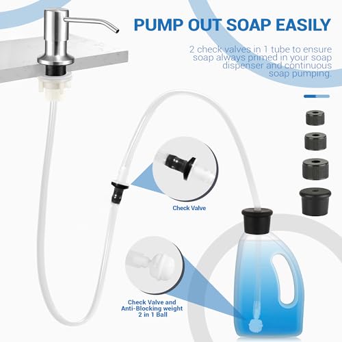 Yofidra Sink Soap Dispenser Extension Kit: Under Sink Dish Soap Dispenser with 47" Tube Hose and Check Valve for Prevent Backflow Countertop Kitchen Sink Accessories - Image 4