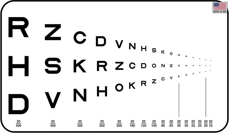 Pocket Near Vision Eye Chart, Traditional Runge